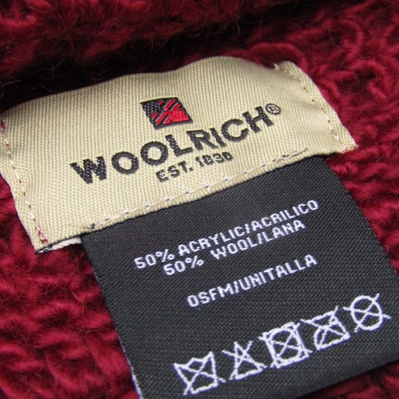 Woolrich Chunky Knit Radar Hat in Ruby Wool Beanie - Picture 2 of 6